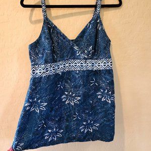 Vintage NOMADIC TRADERS Blue Boho Floral Narrow Strap Tank Top Shirt - XL